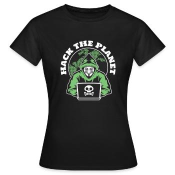 Hack The Planet Phishing Sniffer Social - T-shirt Femme - noir - Devant - AI Model Female 172 dark (172cm)