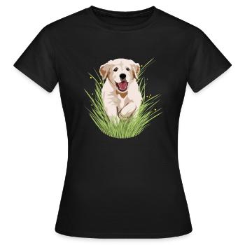 Rüde Vierbeiner Wauwau Hundebesitzer Golden - Frauen T-Shirt - Schwarz - Vorne - AI Model Female 172 dark (172cm)