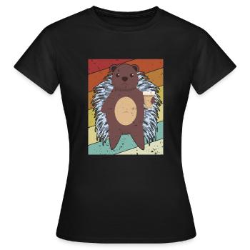 Retro Hystricidae Stacheltier Nordamerika - Frauen T-Shirt - Schwarz - Vorne - AI Model Female 172 dark (172cm)