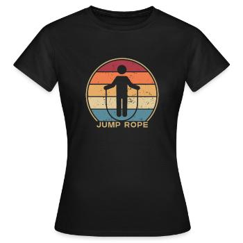 Retro Springseil Springseil Springen Geschwindigkeit Springseil - Frauen T-Shirt - Schwarz - Vorne - AI Model Female 172 dark (172cm)
