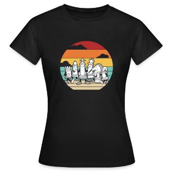 Retro Queen Player Grand maître professionnel des échecs - T-shirt Femme - noir - Devant - AI Model Female 172 dark (172cm)