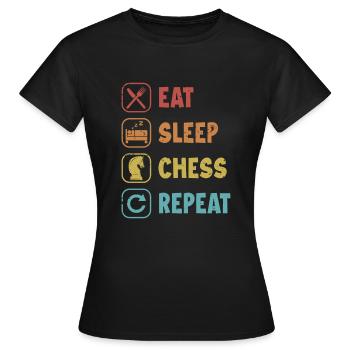 Mangez Dormez Échecs Répétiteur Grand Maître Reine - T-shirt Femme - noir - Devant - AI Model Female 172 dark (172cm)