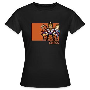 Chess Doodle Chinesischer Hanzi-Dame-Spieler - Frauen T-Shirt - Schwarz - Vorne - AI Model Female 172 dark (172cm)
