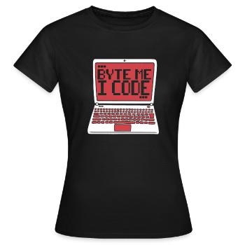 Byte Me I Code Developer Software Developer - T-shirt Femme - noir - Devant - AI Model Female 172 dark (172cm)
