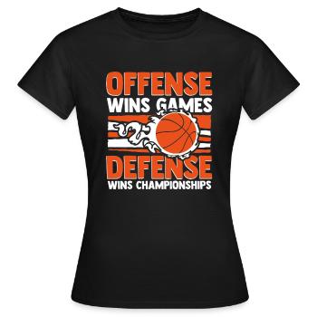 L’attaque gagne des matchs La défense remporte des championnats - T-shirt Femme - noir - Devant - AI Model Female 172 dark (172cm)
