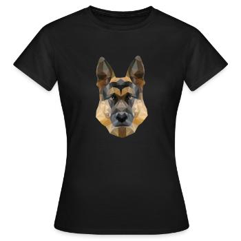 Polygon Hund Vierbeiner Wauwau Deutscher - Frauen T-Shirt - Schwarz - Vorne - AI Model Female 172 dark (172cm)