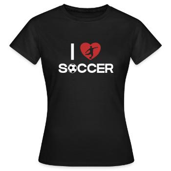 I love Soccer Fußballprofi Fußballgott Torjäger - Frauen T-Shirt - Schwarz - Vorne - AI Model Female 172 dark (172cm)