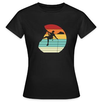 Retro Speedklettern Alpinklettern Sportklettern - Frauen T-Shirt - Schwarz - Vorne - AI Model Female 172 dark (172cm)