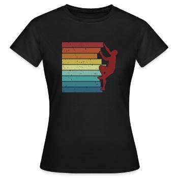 Retro Bouldern Speedklettern Sportklettern - Frauen T-Shirt - Schwarz - Vorne - AI Model Female 172 dark (172cm)