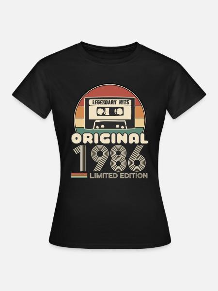 1986 - Dame-T-shirt - sort