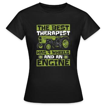 The Best Therapist Has 4 Wheels Bauer Biobauer - Women's T-Shirt - black - Front - AI Model Female 172 dark (172cm)
