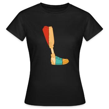 Retro Künstliche Beine Prothese Fuß Benutzer Bein - Frauen T-Shirt - Schwarz - Vorne - AI Model Female 172 dark (172cm)