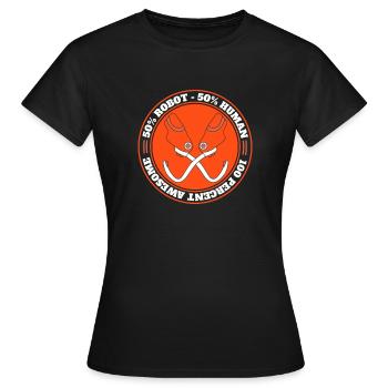 50% Roboter 50% Mensch Prothese Fuß Benutzer Bein - Frauen T-Shirt - Schwarz - Vorne - AI Model Female 172 dark (172cm)