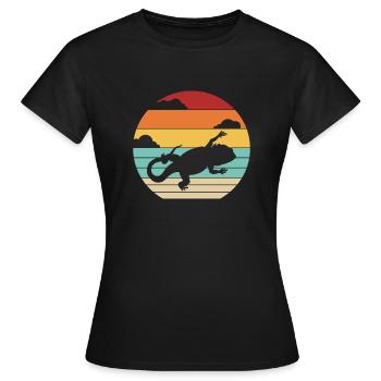 Retro Pogona Pet Lizard Owner Bearded Dragon - Women's T-Shirt - black - Front - AI Model Female 172 dark (172cm)