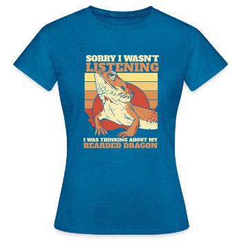 Was Thinking About My Bearded Dragon Pogona - Women's T-Shirt - antique blue sapphire heather - Front - AI Model Female 172 dark (172cm)