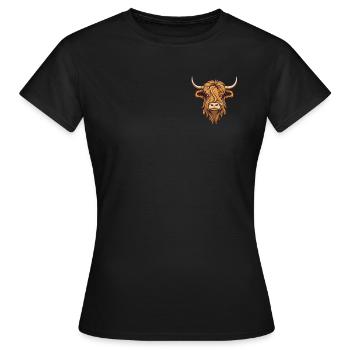 Highland Cattle Logo Emblem Highland Cow Highland - Frauen T-Shirt - Schwarz - Vorne - AI Model Female 172 dark (172cm)