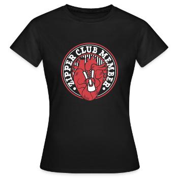 Cathéter de stimulateurs cardiaques pour membre du Zipper Club à cœur ouvert - T-shirt Femme - noir - Devant - AI Model Female 172 dark (172cm)