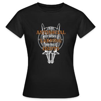 Lieber Larpen als mit Idioten LARPen reden - Frauen T-Shirt - Schwarz - Vorne - AI Model Female 172 dark (172cm)