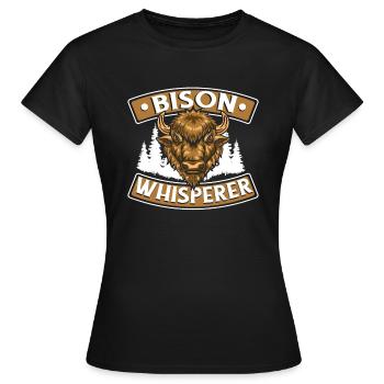 Bison chuchoteur Bison de bison bison d’Amérique Bovinae - T-shirt Femme - noir - Devant - AI Model Female 172 dark (172cm)