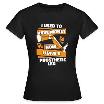 Maintenant, j’ai une jambe prothétique jambes artificielles jambe - T-shirt Femme - noir - Devant - AI Model Female 172 dark (172cm)