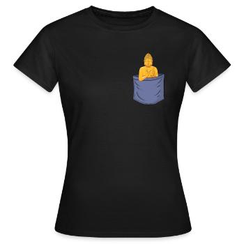 Statue de symbole bouddhiste de poche de poitrine bouddhiste - T-shirt Femme - noir - Devant - AI Model Female 172 dark (172cm)