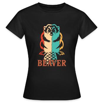 Retro Eurasischer Castor Canadensis Nordamerikanisch - Frauen T-Shirt - Schwarz - Vorne - AI Model Female 172 dark (172cm)