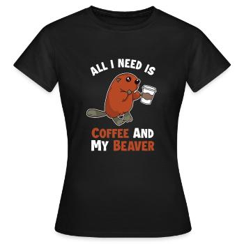 Kaffee und mein Biber Castor Canadensis Nord - Frauen T-Shirt - Schwarz - Vorne - AI Model Female 172 dark (172cm)