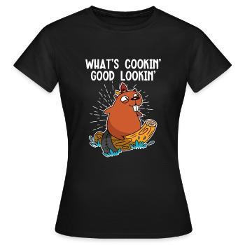 Was kocht gut aussehend Nordamerika - Frauen T-Shirt - Schwarz - Vorne - AI Model Female 172 dark (172cm)