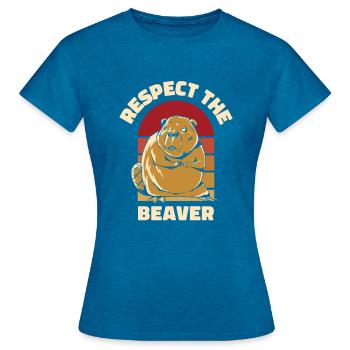 Respektieren Sie den Biber Eurasischer Castor canadensis - Frauen T-Shirt - Antikblaues Saphir meliert - Vorne - AI Model Female 172 dark (172cm)