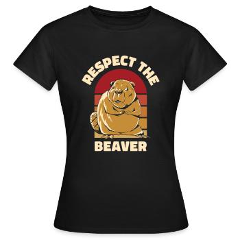 Respektieren Sie den Biber Eurasischer Castor canadensis - Frauen T-Shirt - Schwarz - Vorne - AI Model Female 172 dark (172cm)