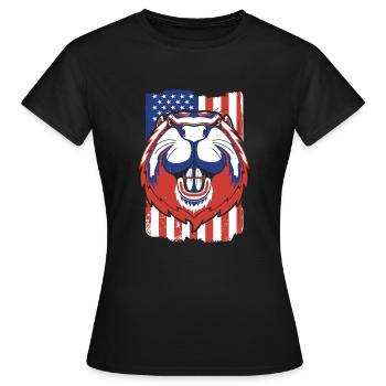 Biber Amerikanische Flagge Eurasischer Castor Canadensis - Frauen T-Shirt - Schwarz - Vorne - AI Model Female 172 dark (172cm)