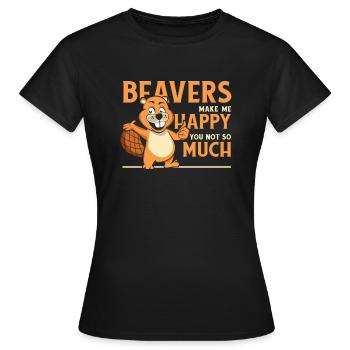 Biber Machen Mich Glücklich Castor Canadensis Eurasisch - Frauen T-Shirt - Schwarz - Vorne - AI Model Female 172 dark (172cm)