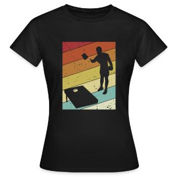 Plateaux de jeu rétro Pouf Cornhole professionnel - T-shirt Femme - noir - Devant - AI Model Female 172 dark (172cm)