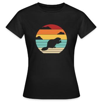 Retro Eurasischer Castor Canadensis Nordamerikanisch - Frauen T-Shirt - Schwarz - Vorne - AI Model Female 172 dark (172cm)