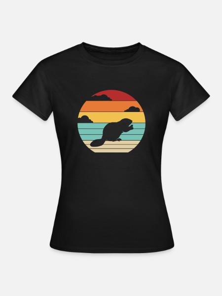 Rétro Eurasien Castor Canadensis Nord-Américain - T-shirt Femme - noir
