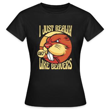 J’aime vraiment les castors d’Amérique du Nord - T-shirt Femme - noir - Devant - AI Model Female 172 dark (172cm)