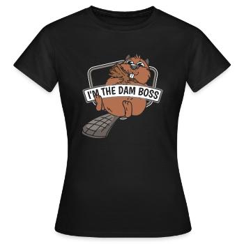 Ich bin der Damm Eurasischer Castor canadensis Biber - Frauen T-Shirt - Schwarz - Vorne - AI Model Female 172 dark (172cm)