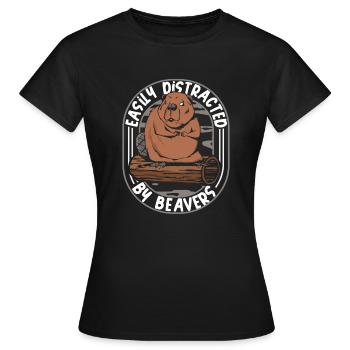 Leicht von Bibern abgelenkt Nordamerika - Frauen T-Shirt - Schwarz - Vorne - AI Model Female 172 dark (172cm)