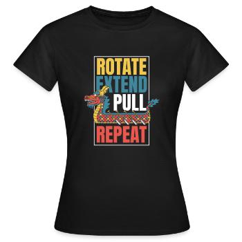Drehen Verlängern Ziehen Wiederholen Paddler Drummer Team - Frauen T-Shirt - Schwarz - Vorne - AI Model Female 172 dark (172cm)