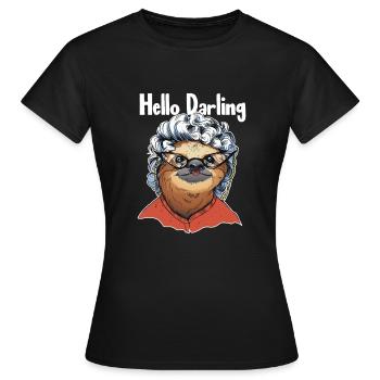 Bonjour Darling Folivora Pilosa à gorge brune - T-shirt Femme - noir - Devant - AI Model Female 172 dark (172cm)