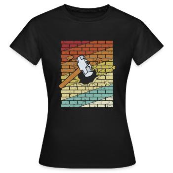 Rétro Maison Démolisseur Démolition Maison - T-shirt Femme - noir - Devant - AI Model Female 172 dark (172cm)