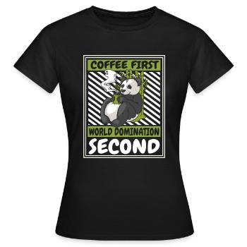 Café Première Domination du Monde Deuxième Panda Ours - T-shirt Femme - noir - Devant - AI Model Female 172 dark (172cm)