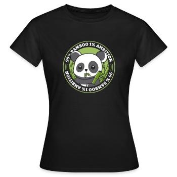 99% Bambus 1% Ehrgeiz Panda Bär Freund Liebhaber - Frauen T-Shirt - Schwarz - Vorne - AI Model Female 172 dark (172cm)