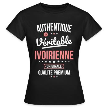 Authentique et véritable Ivoirienne - Originale - T-shirt Femme - noir - Devant - AI Model Female 172 dark (172cm)