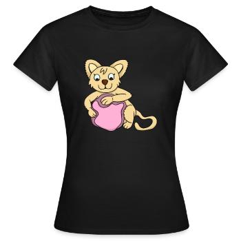 Chaton jouant avec le ballon - T-shirt Femme - noir - Devant - AI Model Female 172 dark (172cm)