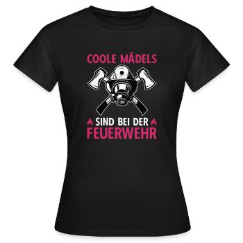 Coole Mädels Sind Bei Der Feuerwehr - Frauen T-Shirt - Schwarz - Vorne - AI Model Female 172 dark (172cm)