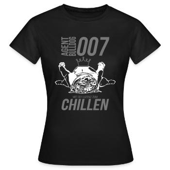 LIZENZ ZUM CHILLEN - Englische Bulldogge - Frauen T-Shirt - Schwarz - Vorne - AI Model Female 172 dark (172cm)