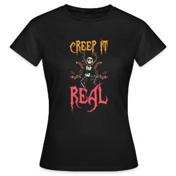 Halloween Kriechen Es echte gruselige Skelett - Frauen T-Shirt - Schwarz - Vorne - AI Model Female 172 dark (172cm)