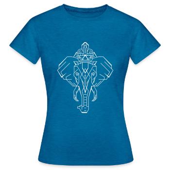 Éléphant Géométrique Animal Éléphant - T-shirt Femme - bleu saphir antique chiné - Devant - AI Model Female 172 dark (172cm)