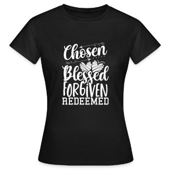 Christliches Geschenk auserwählt Selig Vergeben Erlöst - Frauen T-Shirt - Schwarz - Vorne - AI Model Female 172 dark (172cm)